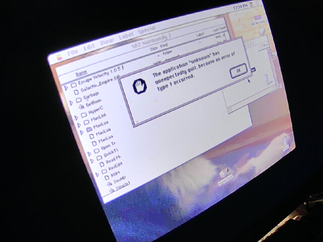 A low-resolution photo of the bug being reproduced on real hardware.